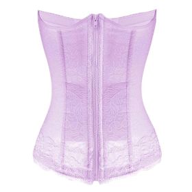 Panda Superstore: Women's Boned Corset, Bridal Lingerie, Underbust, Zipper Low Back - Purple