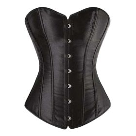 Panda Superstore: Women's Satin Overbust Corset; Lace-up Bustier; Lingerie - Black