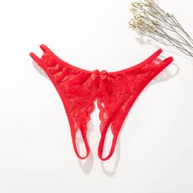 Women's Lace, Crotchless Panties (Option: Red-M)