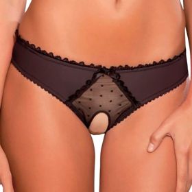 Panties Women Open Crotch Mesh Sexy Bowknot Hallow Out Erotic Lingerie Low Waist Crotchless Panties Women panties for sex (Color: Negro, size: XXL)